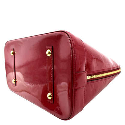 LOUIS VUITTON Alma GM Monogram Vernis Leather Satchel Bag Red