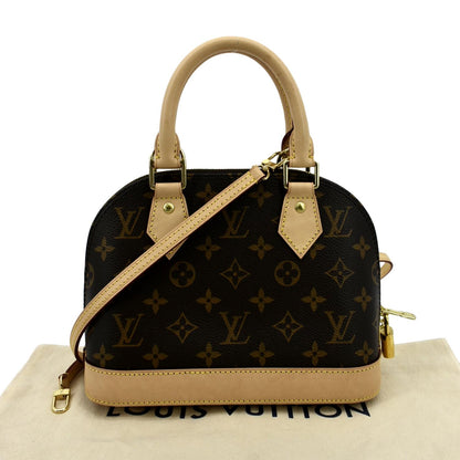LOUIS VUITTON Alma BB Monogram Canvas Satchel Crossbody Bag Brown