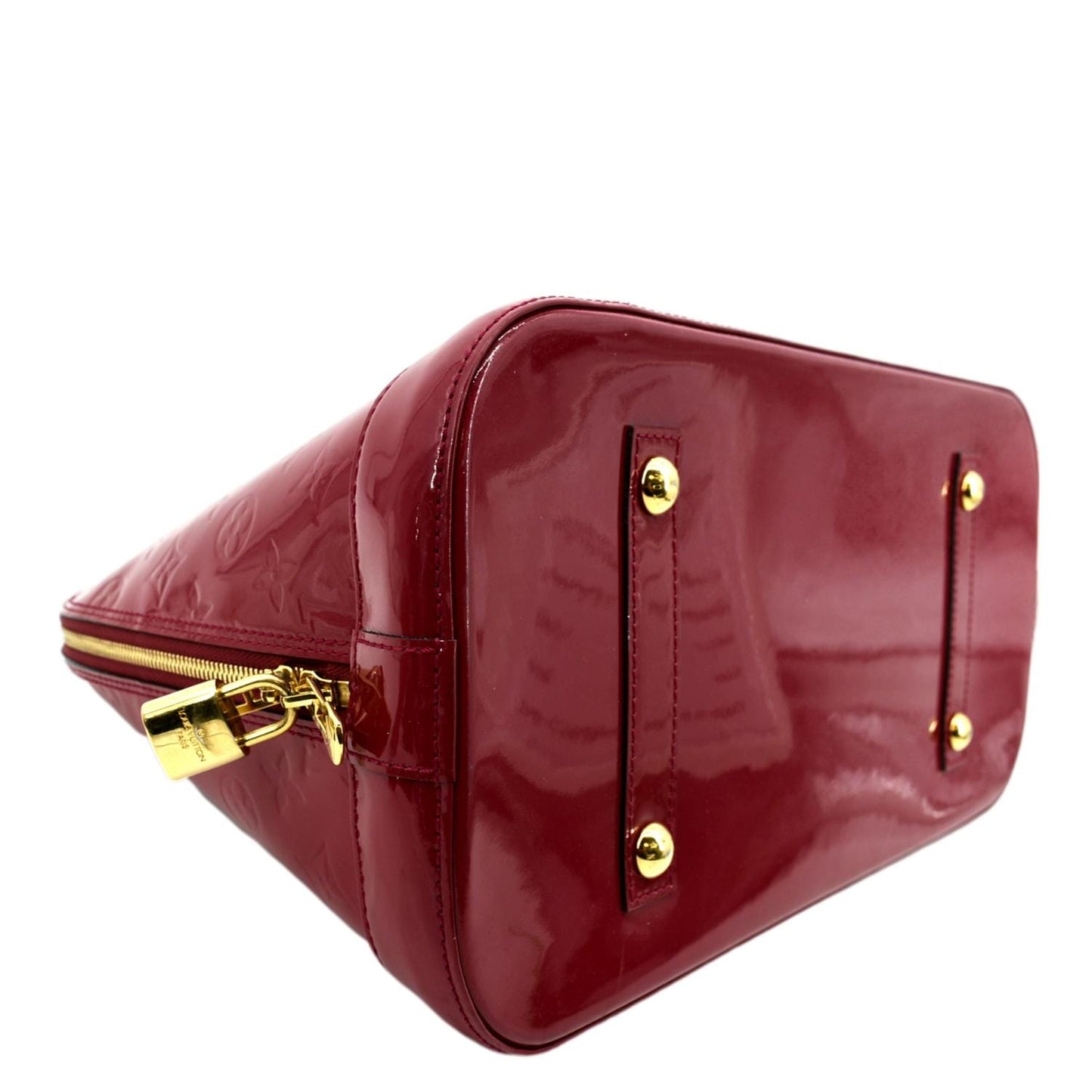 LOUIS VUITTON Alma GM Monogram Vernis Leather Satchel Bag Red