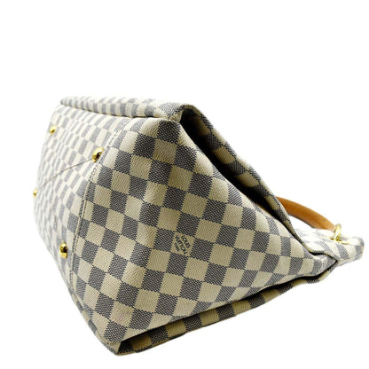 LOUIS VUITTON Artsy MM Damier Azur Hobo Bag White