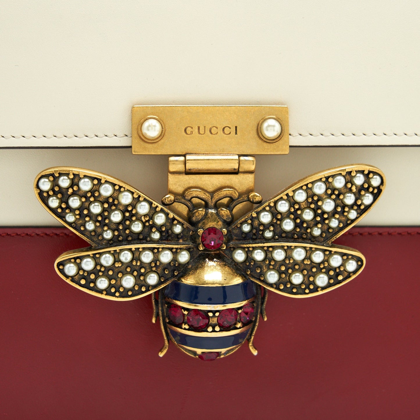 Gucci Queen Margaret Top Handle Bag White/ Red