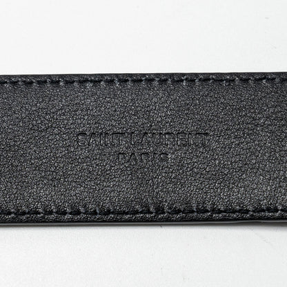 Saint Laurent/YSL Size 80 Cassandre Belt Square Buckle Calfskin Black SHW
