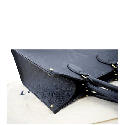 LOUIS VUITTON Onthego MM Giant Monogram Empreinte Leather Tote Bag Black