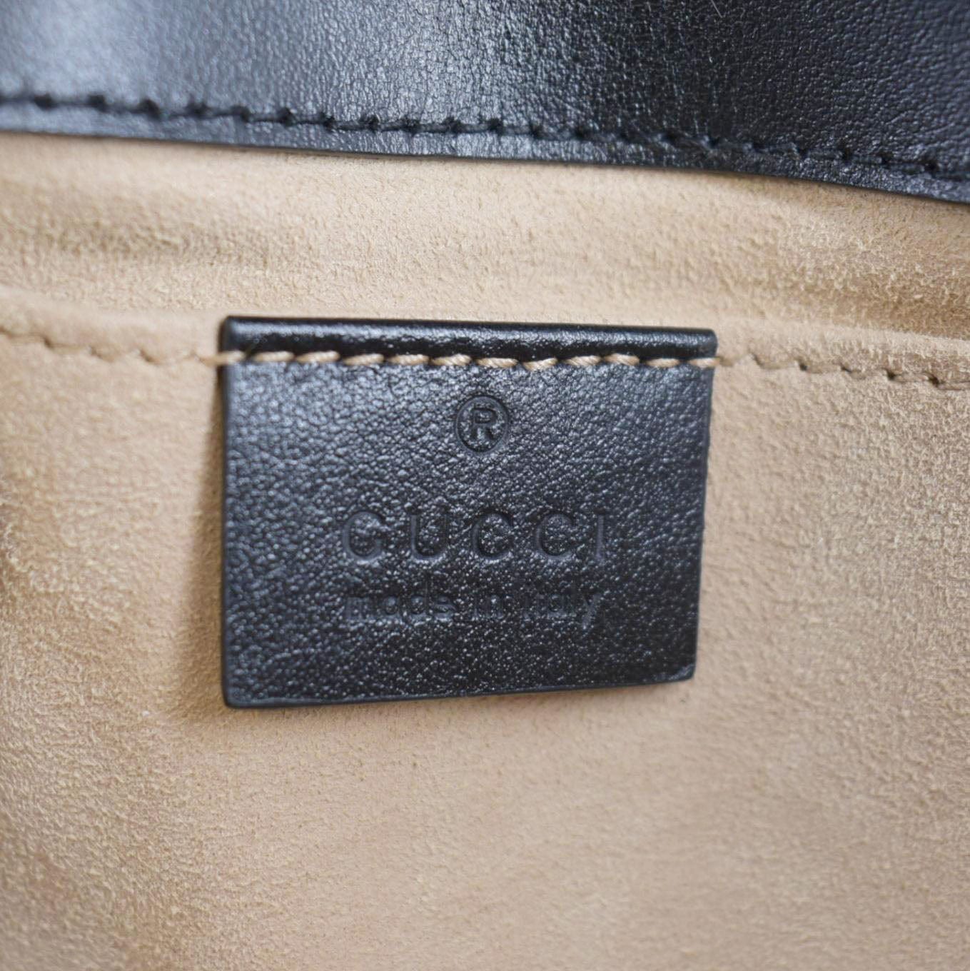 GUCCI GG Marmont Mini Leather Shoulder Bag Black 446744