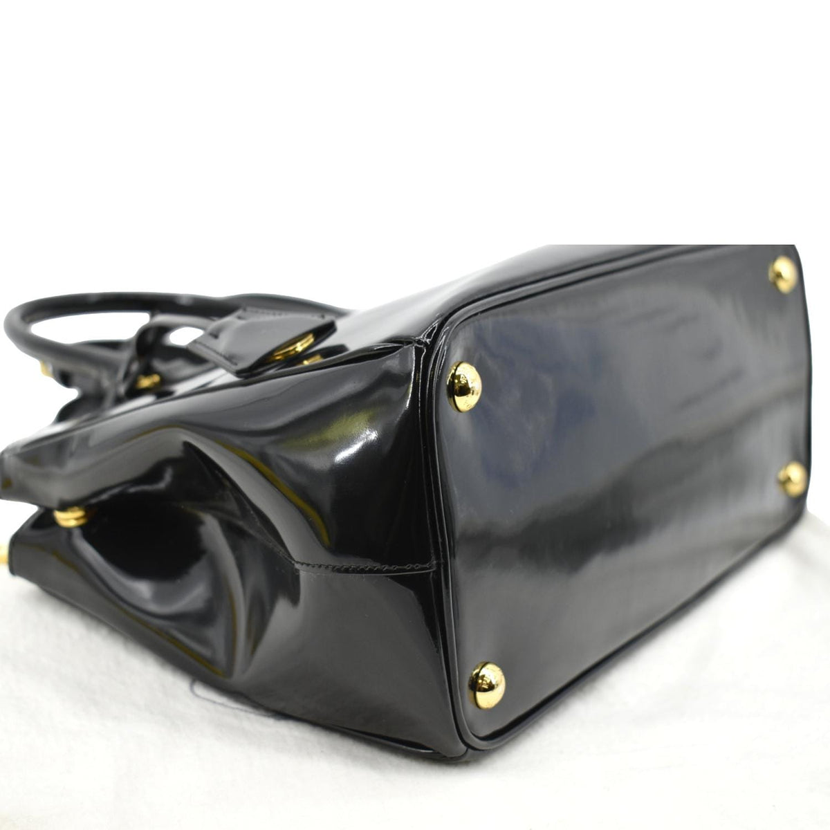 PRADA Double Zip Patent Leather Shoulder Bag Black B1801N