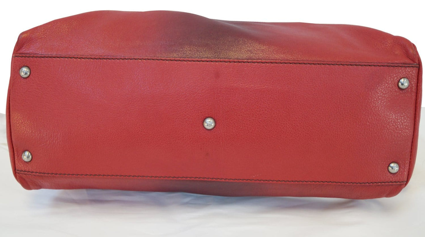 FENDI Red Ombre Leather Peekaboo Large Satchel Bag