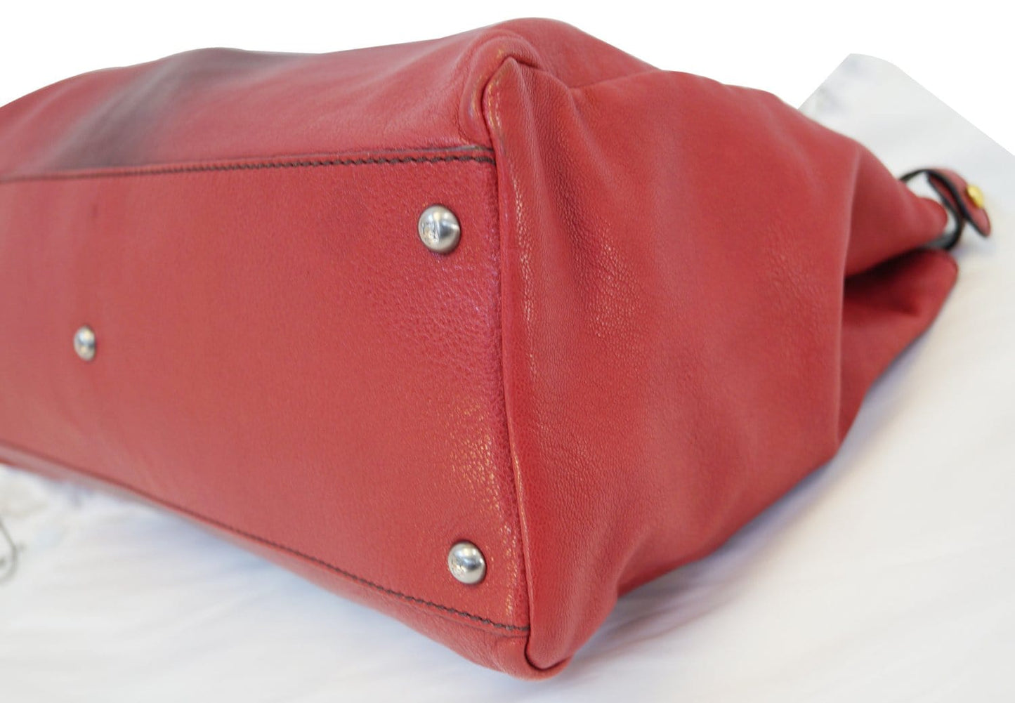 FENDI Red Ombre Leather Peekaboo Large Satchel Bag