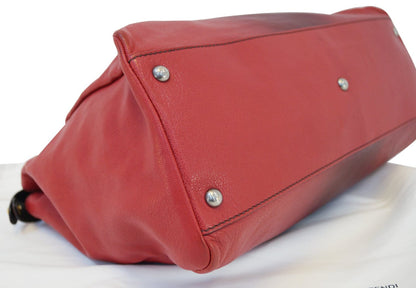 FENDI Red Ombre Leather Peekaboo Large Satchel Bag