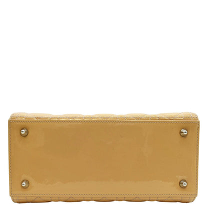 CHRISTIAN DIOR Medium Lady Dior Cannage Lambskin Leather Shoulder Bag Yellow