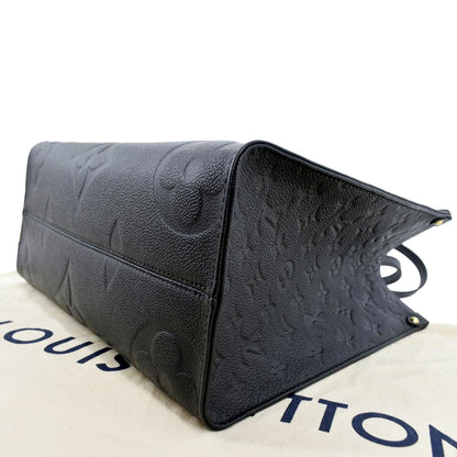 LOUIS VUITTON Onthego MM Giant Monogram Empreinte Leather Tote Bag Black
