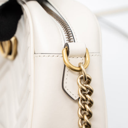 Gucci GG Marmont Camera Shoulder Bag Calfskin White