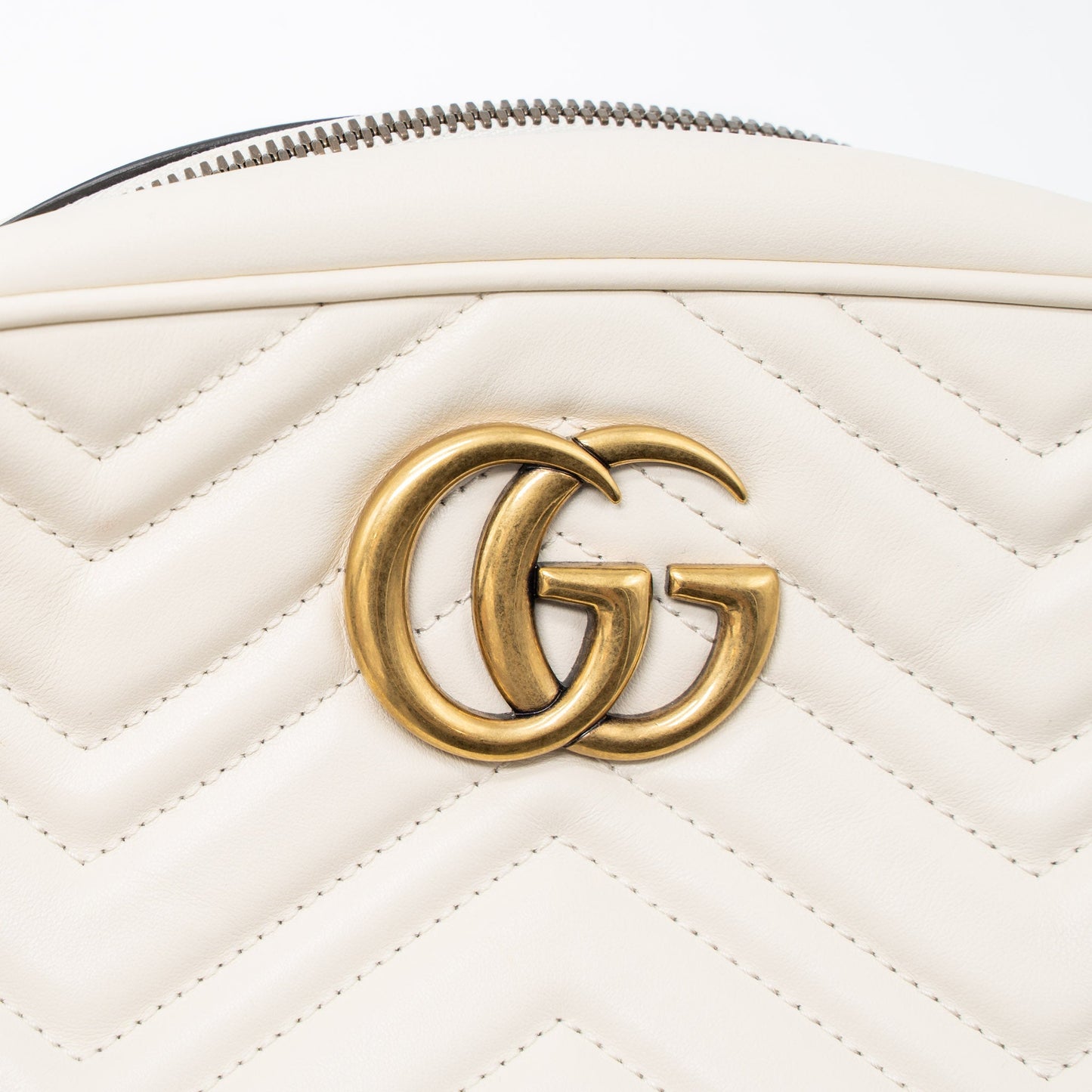 Gucci GG Marmont Camera Shoulder Bag Calfskin White
