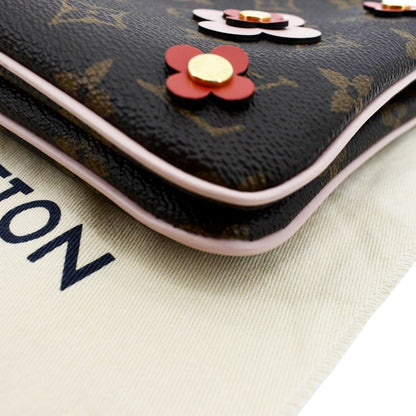 LOUIS VUITTON Blooming Flowers Pochette Monogram Canvas Chain Crossbody Bag Brown