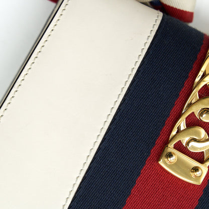 GUCCI SYLVIE MINI LEATHER CHAIN BAG IN WHITE