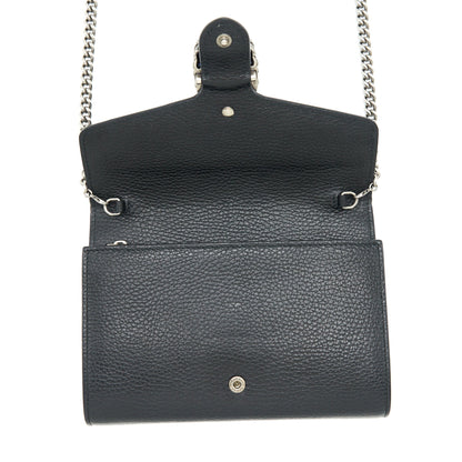 Gucci Mini Dionysus Wallet On Chain Grained Calfskin Black SHW