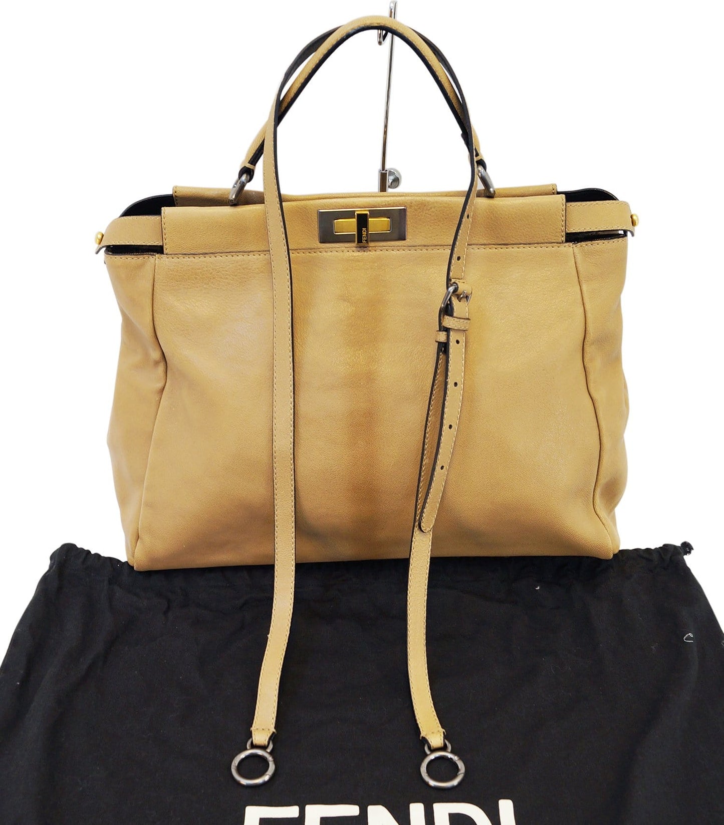 FENDI Brown Ombre Leather Peekaboo Large Satchel Bag