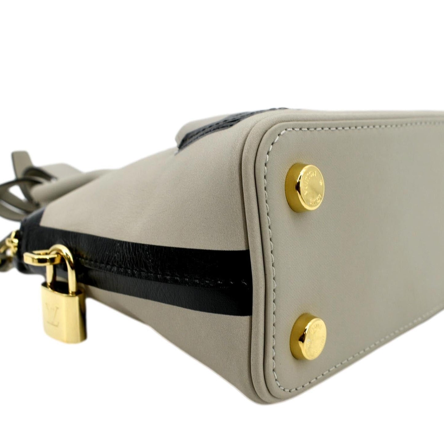 LOUIS VUITTON Lockit Cuir Obsession Leather Satchel Bag Grey