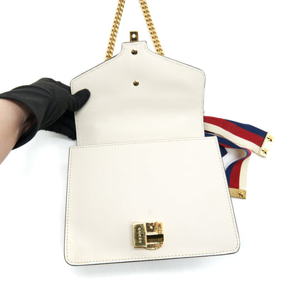 GUCCI SYLVIE MINI LEATHER CHAIN BAG IN WHITE