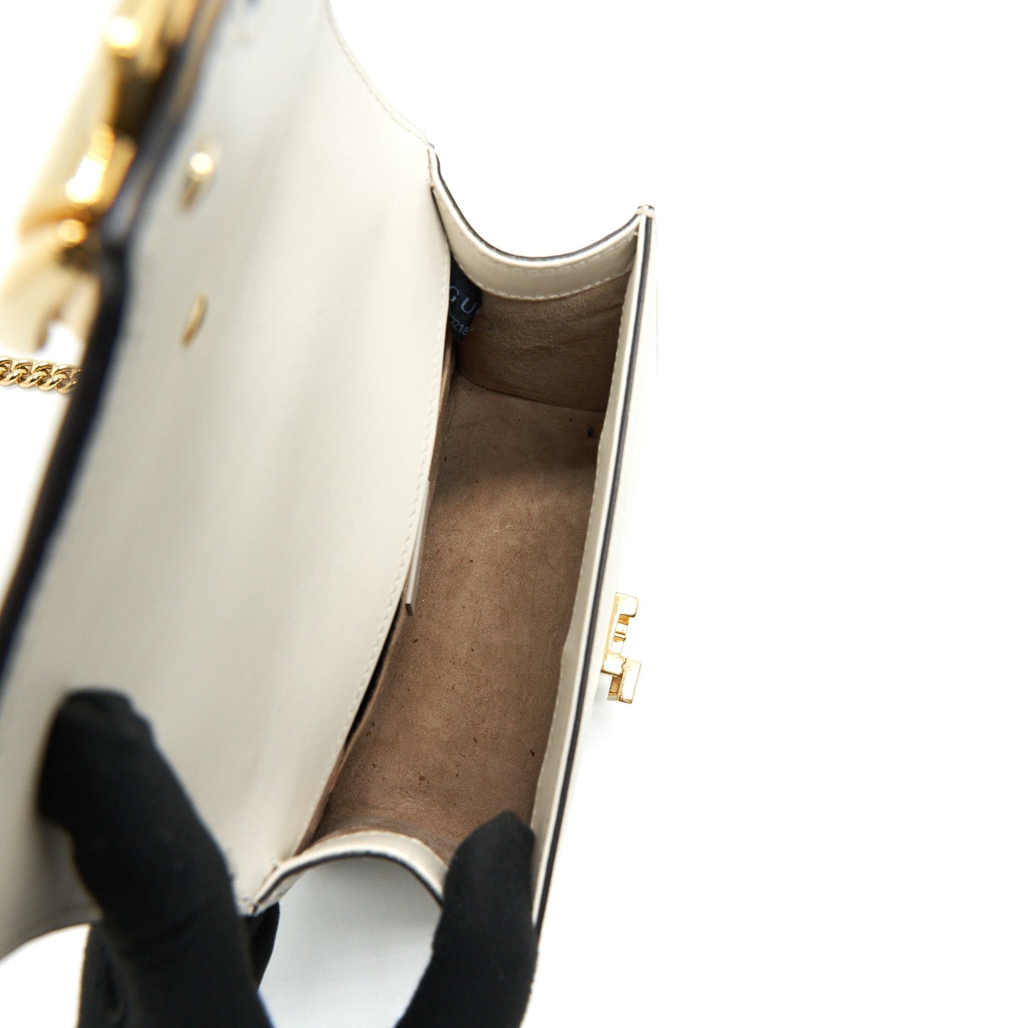 GUCCI SYLVIE MINI LEATHER CHAIN BAG IN WHITE
