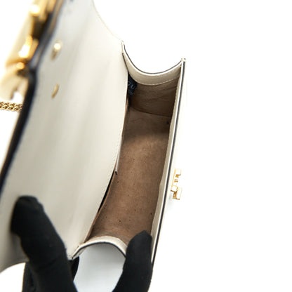 GUCCI SYLVIE MINI LEATHER CHAIN BAG IN WHITE