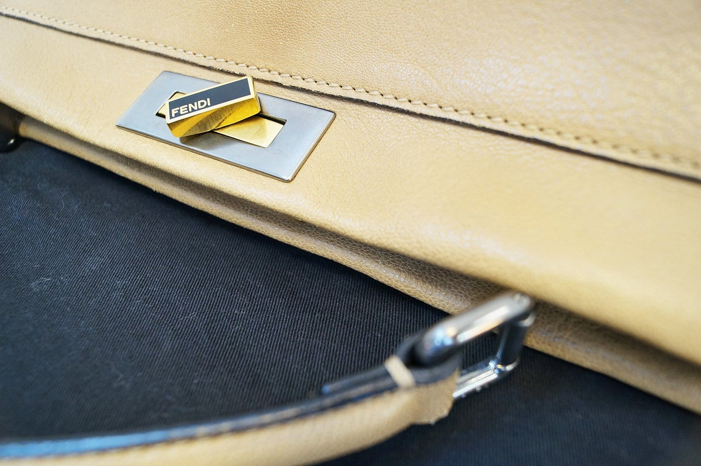 FENDI Brown Ombre Leather Peekaboo Large Satchel Bag