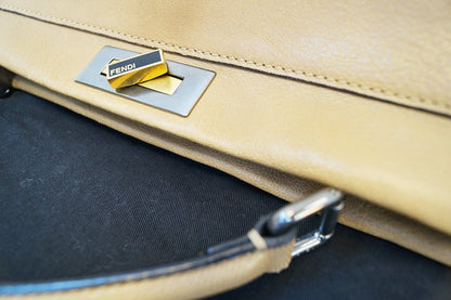 FENDI Brown Ombre Leather Peekaboo Large Satchel Bag