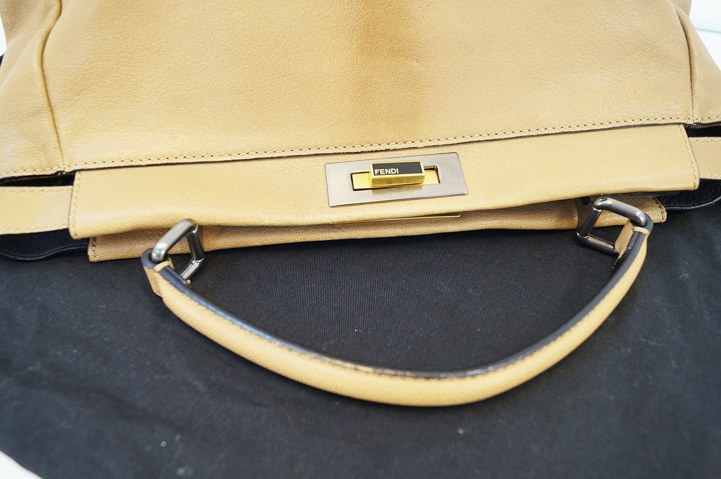 FENDI Brown Ombre Leather Peekaboo Large Satchel Bag