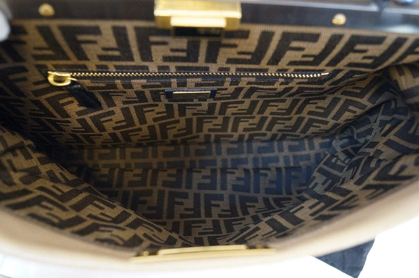 FENDI Brown Ombre Leather Peekaboo Large Satchel Bag