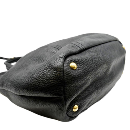 PRADA Vitello Daino Large leather Tote Shoulder Bag Black