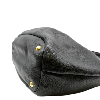 PRADA Vitello Daino Large leather Tote Shoulder Bag Black