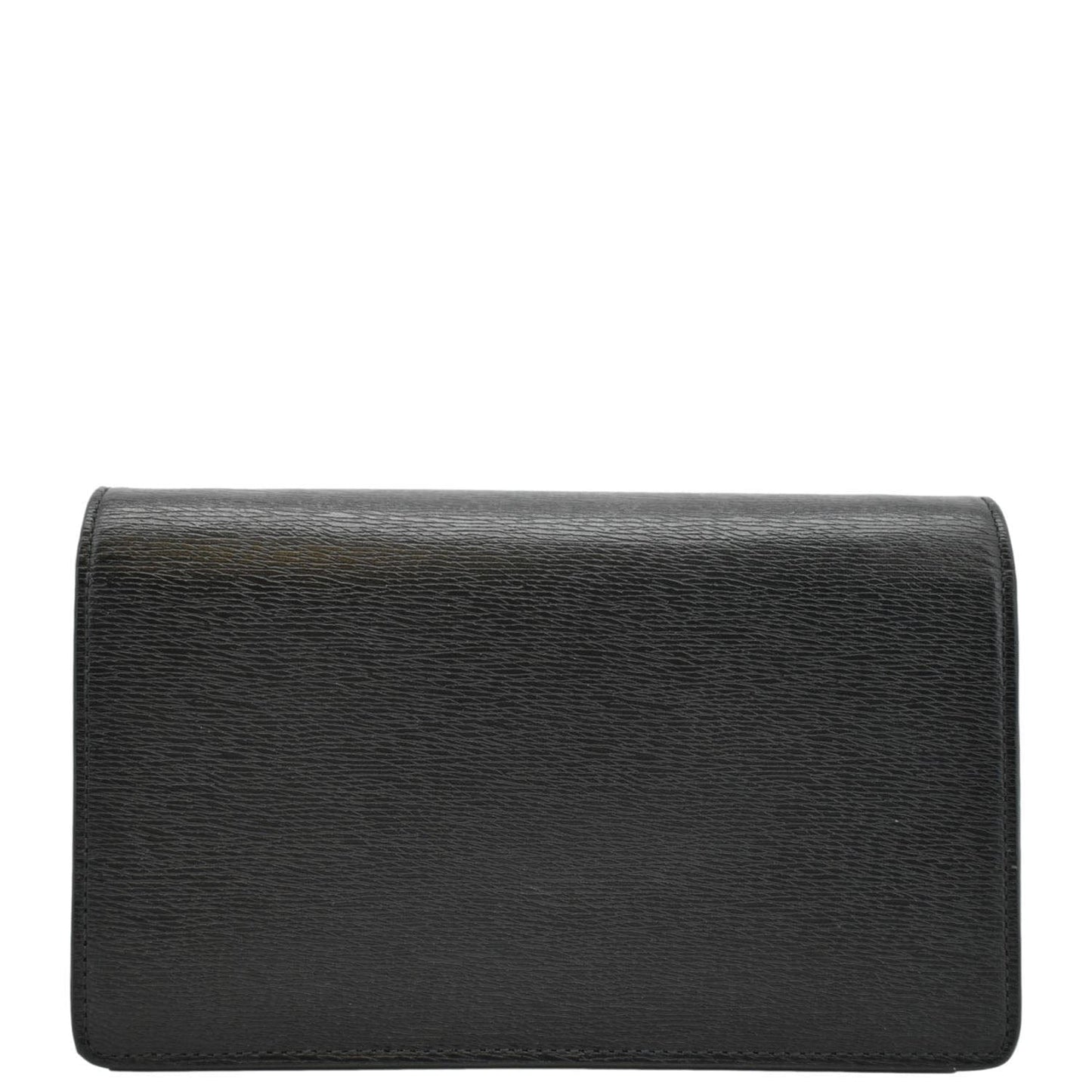 GUCCI Script Leather Chain Wallet Crossbody Bag Black 772643