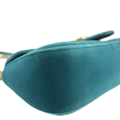 GUCCI GG Marmont Small Velvet Shoulder Bag Turquoise 443497