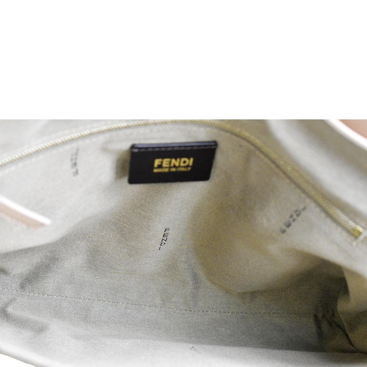 FENDI Claudia Pequin Embossed Leather Crossbody Bag Beige