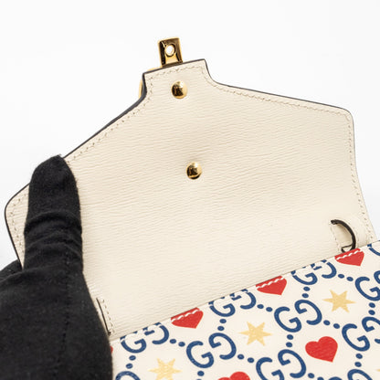 Gucci Mini top handle Sylvie tote bag with heart print limited white multicolor