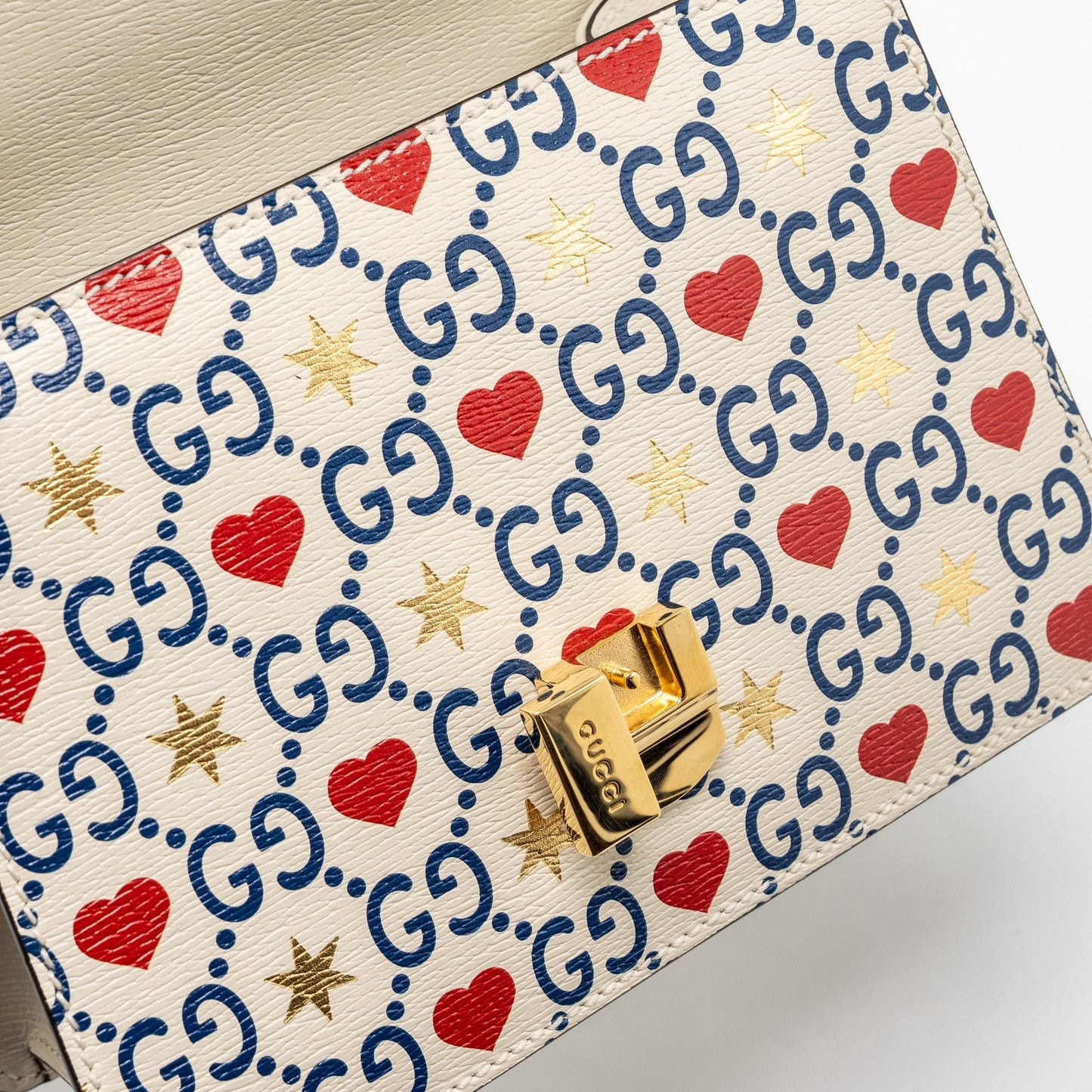 Gucci Mini top handle Sylvie tote bag with heart print limited white multicolor