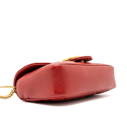 Gucci GG Marmont Super Mini Bag Matelassé Calfskin Red Brushed