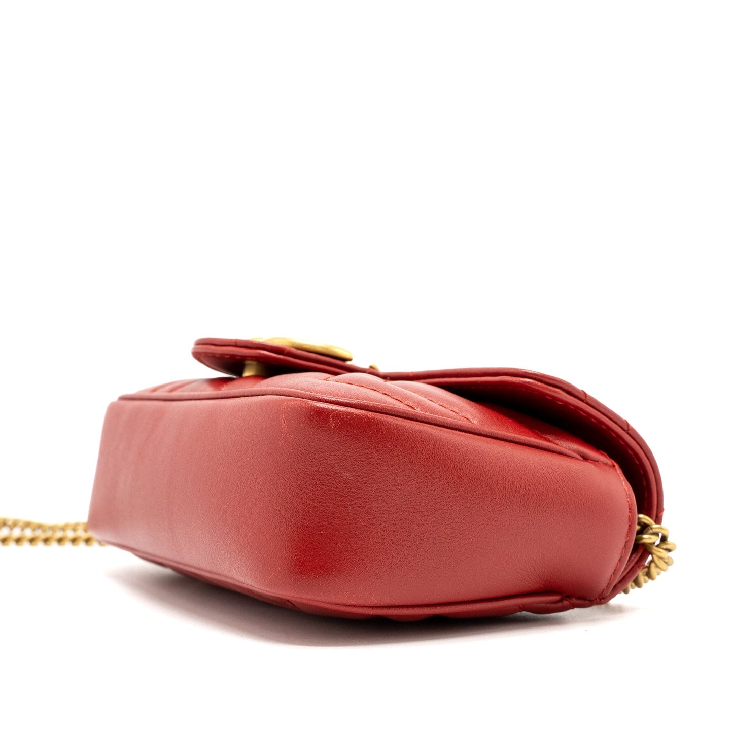Gucci GG Marmont Super Mini Bag Matelassé Calfskin Red Brushed