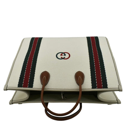 GUCCI GG Interlocking Canvas Web Shoulder Bag White 701733