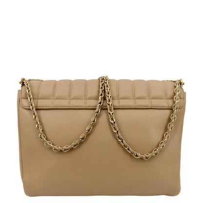 FENDI Claudia Pequin Embossed Leather Crossbody Bag Beige