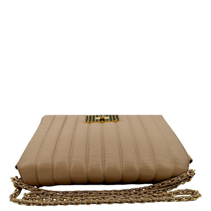 FENDI Claudia Pequin Embossed Leather Crossbody Bag Beige