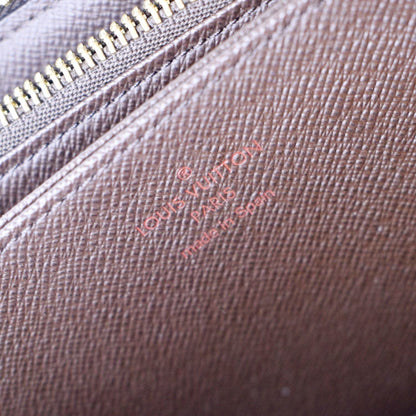 LOUIS VUITTON Clemence Damier Ebene Zippy Wallet Brown