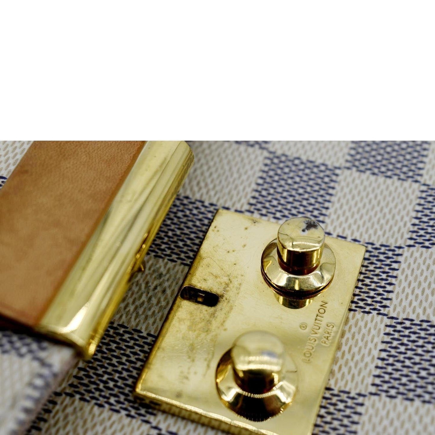 LOUIS VUITTON Croisette Damier Azur Satchel Crossbody Bag White