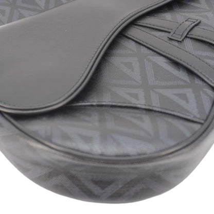 CHRISTIAN DIOR Diamond Canvas Saddle Crossbody Bag Black
