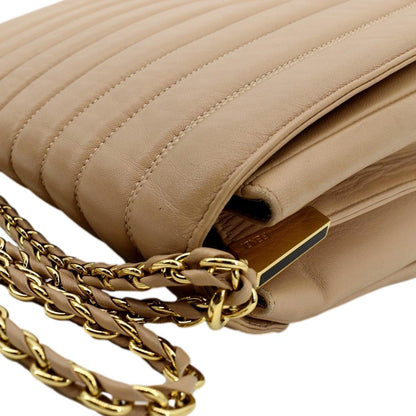 FENDI Claudia Pequin Embossed Leather Crossbody Bag Beige