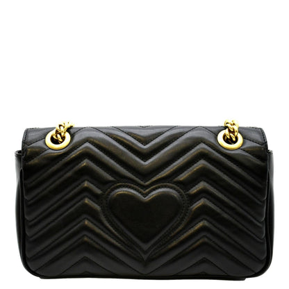 GUCCI GG Marmont Small Matelasse Leather Crossbody Bag Black 443497
