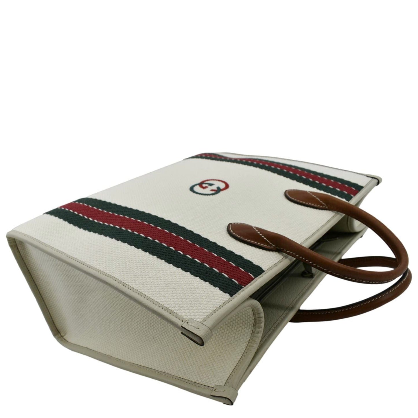 GUCCI GG Interlocking Canvas Web Shoulder Bag White 701733