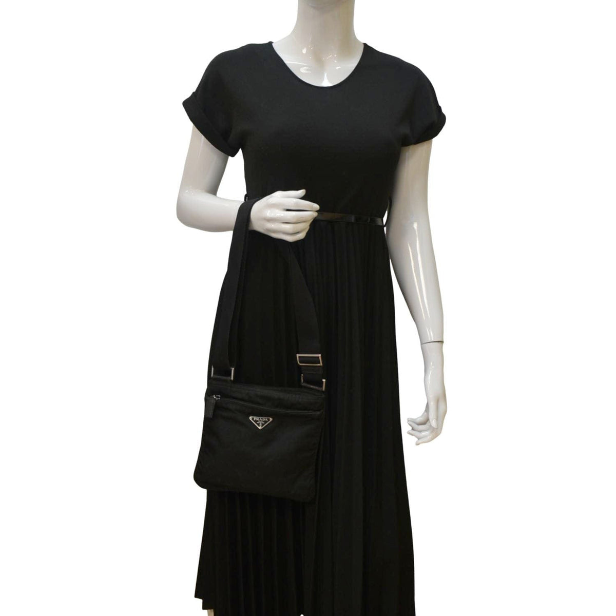PRADA Nylon Crossbody Messenger Bag Black