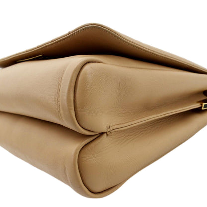 FENDI Claudia Pequin Embossed Leather Crossbody Bag Beige