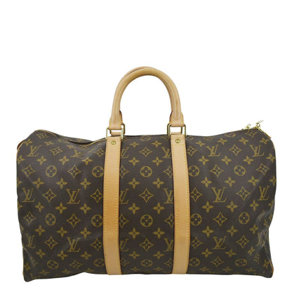LOUIS VUITTON Keepall 45 Monogram Canvas Travel Bag Brown