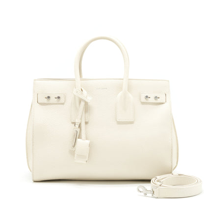 Saint Laurent (YSL) Sac De Jour Tote Bag Calfskin White SHW
